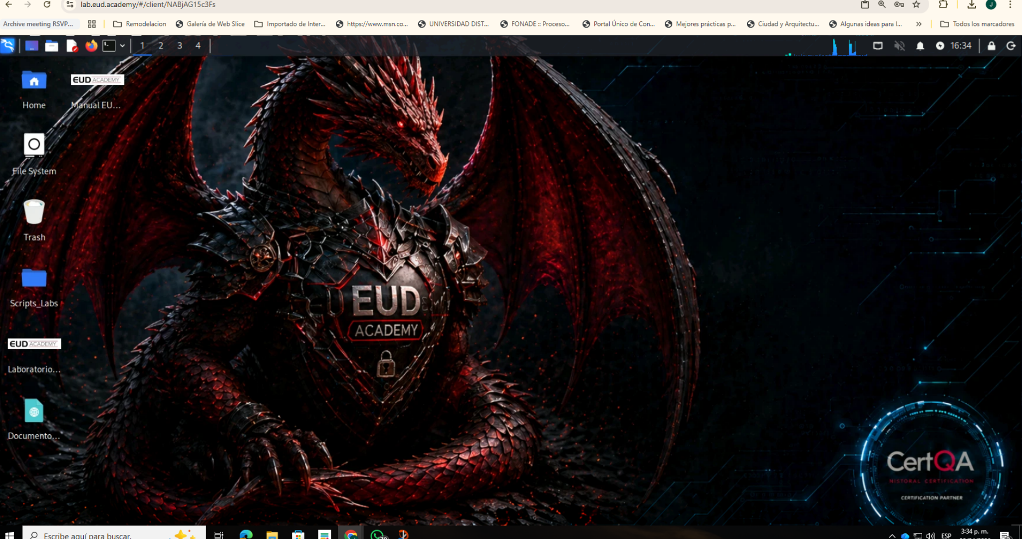 EUD Academy customized Kali Linux lab desktop